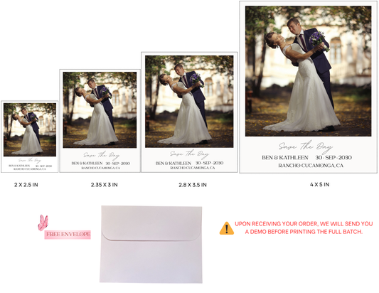 📸Save the Date Photo Magnet Strip – Custom Sizes, Free Demo & Envelope!