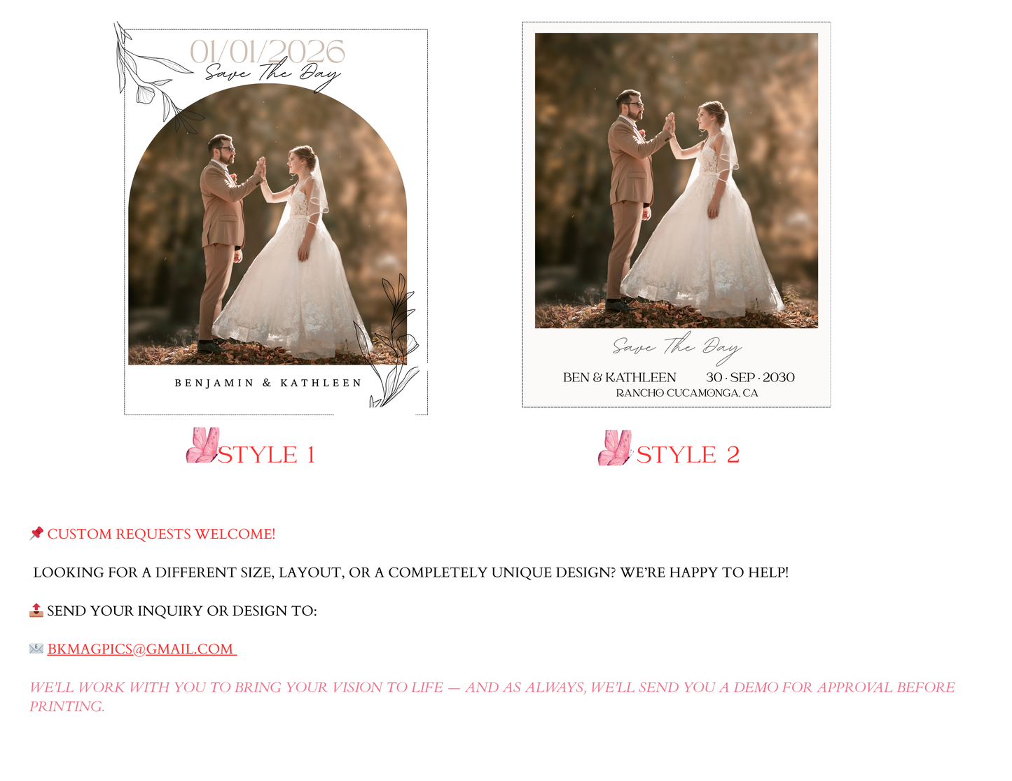 📸Save the Date Photo Magnet Strip – Custom Sizes, Free Demo & Envelope!