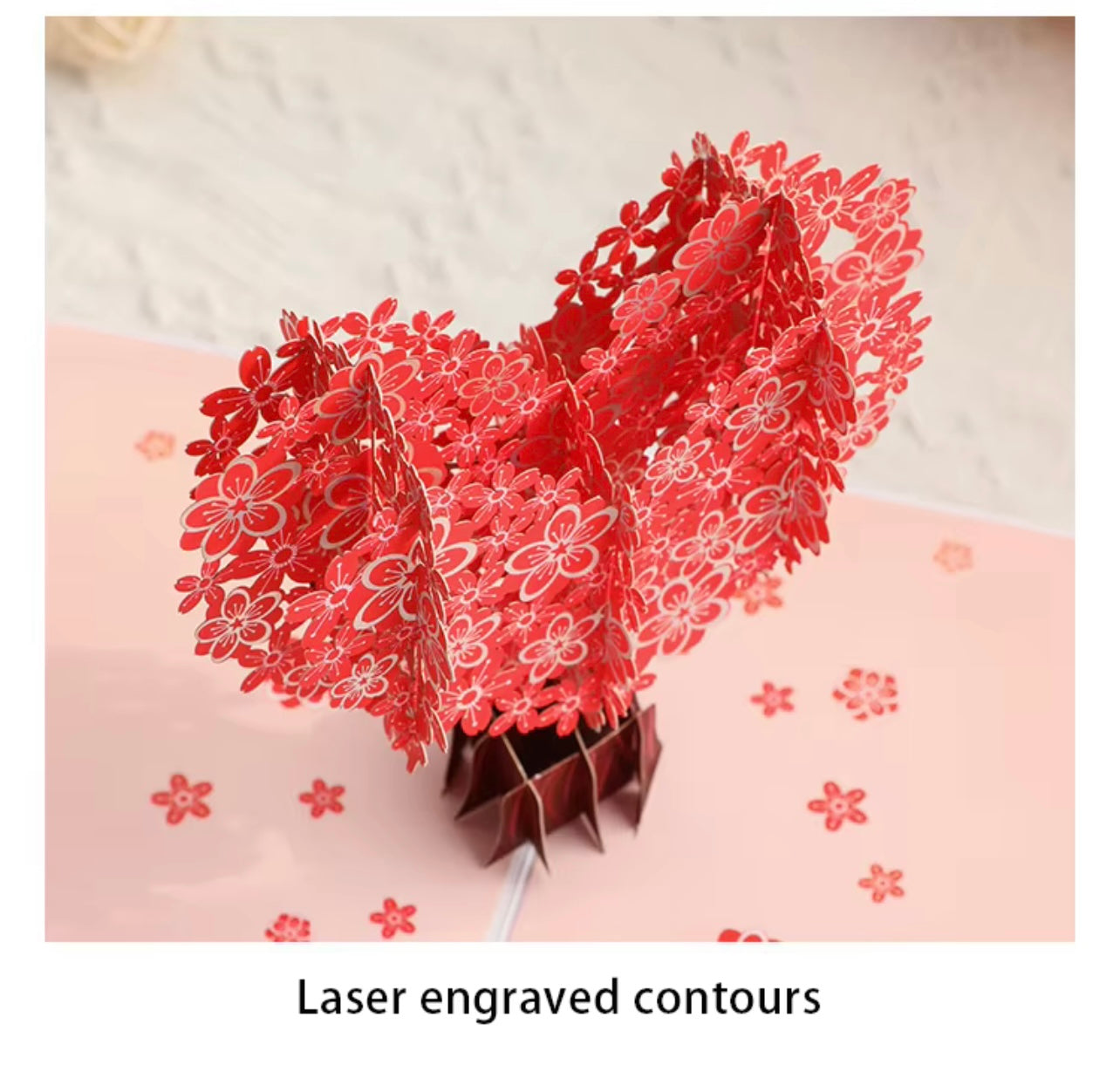 ๐ธ 3D Paper Carving Greeting Card โ Heart Cherry Blossom Tree