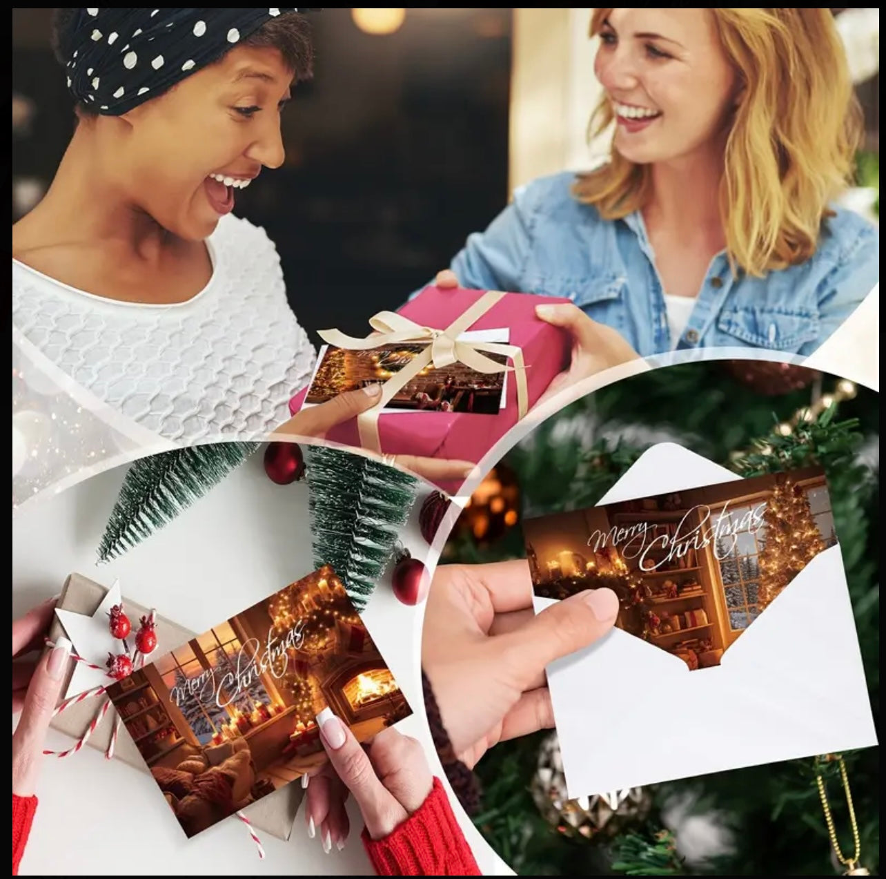 6 Sets Christmas Cards with Envelopes, 6 Styles Cozy Cabin Collection