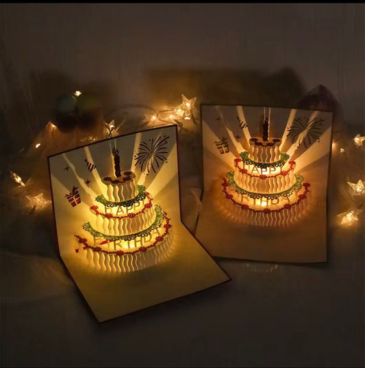 3D Birthday Pop-up Cake Card – With or Without Music & Light